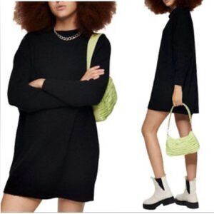 NEW Topshop Black Sweater Dress Women Size XS(0-2)